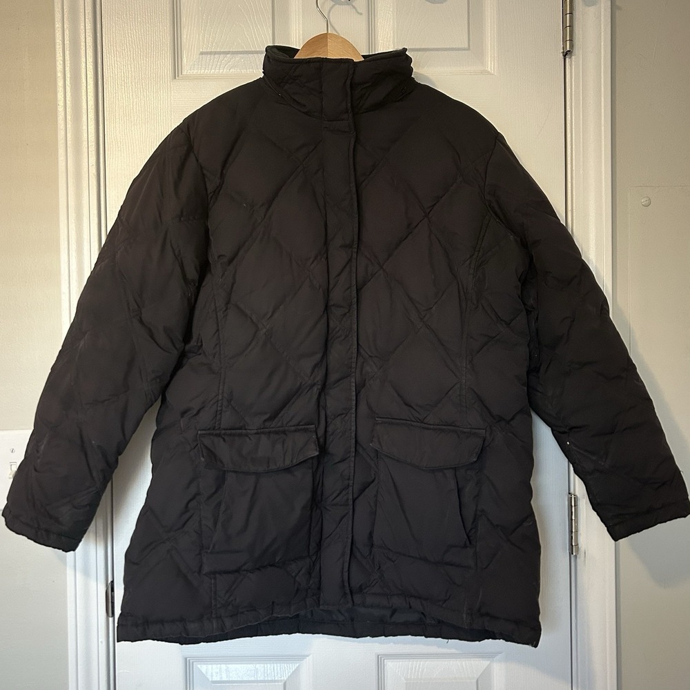 Lands' End‎ Quilted Down Black Puffer Coat